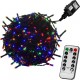 Vánoční LED řetěz blikající - 8 funkcí, venkovní / vnitřní, barevný, zelený kabel, ovladač, 5 m