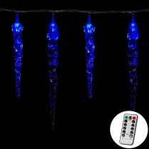 Vánoční svítící rampouchy na dálkové ovládání, modré, 40 ks, 5,5 m