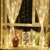 Vánoční světelný závěs do okna venkovní / vnitřní, teple bílý, 3x3 m