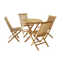 Skládací balkonový nábytek z teakového dřeva, 4 židle