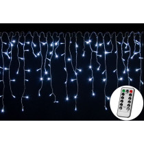 Vánoční LED světelný déšť na dálkové ovládání, venkovní / vnitřní, st. bílý, 10 m