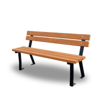 Pevná parková / zahradní lavička s opěradlem, ocel / dřevěné fošny, 150 cm