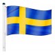 Vlajka Švédska včetně stožáru, nastavitelná výška, k zabetonování, 6,5 m