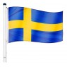 Vlajka Švédska včetně stožáru, nastavitelná výška, k zabetonování, 6,5 m