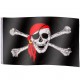Pirátská vlajka textilní (75 D polyester), s úchyty, 120x80 cm