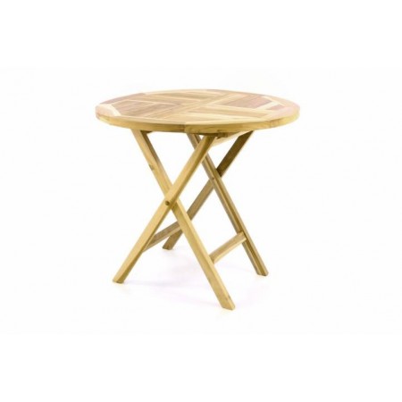Sklopný zahradní / balkonový stolek z teakového dřeva, kulatý, průměr 80 cm