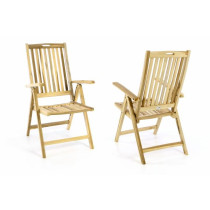 2 ks skládací zahradní židle z teakového dřeva, nastavitelné opěradlo