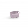 Úložný plastový dekorativní košík do domácnosti, úchyty, 24x18x12 cm, růžový