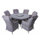 Luxusní zahradní sedací souprava pro 6 osob, kulatý stůl, šedá / krémová