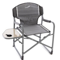 Pevná skládací pinkiková židlička se sklápěcím stolkem, šedá / hnědá / černá