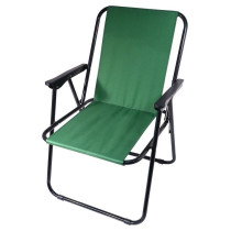 Menší skládací kempinková židle s opěrkami zad a rukou, zelená