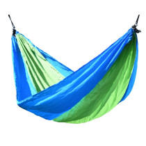 Textilní outdoorová houpací síť, nylon, zeleno- modrá, 137x275 cm