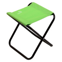 Skládací kempinková židlička bez opěradla, kovový rám, zelená