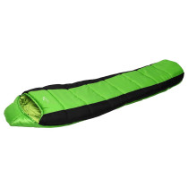 Mumiový spací pytel se stahovací kapucí, černá / zelená, 0°C