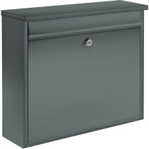 Obdélníková poštovní schránka venkovní / vnitřní, ocel, šedá, 31x36 cm
