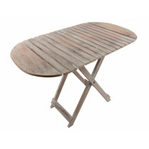 Skládací dřevěný stolek oválný rustikálního vzhledu, 85x50cm
