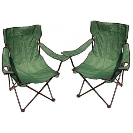 Kempingová sada - 2x skládací židle s držákem - zelená skládací kemponkové židle vč. obalu, zelené