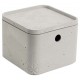 Dekorativní úložný box do domácnosti, s víkem, šedý - imitace betonu, 13x17x17cm