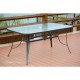 Zahradní stůl obdélníkový kovový, skelněná deska + otvor na slunečník, šedý, 150x90cm