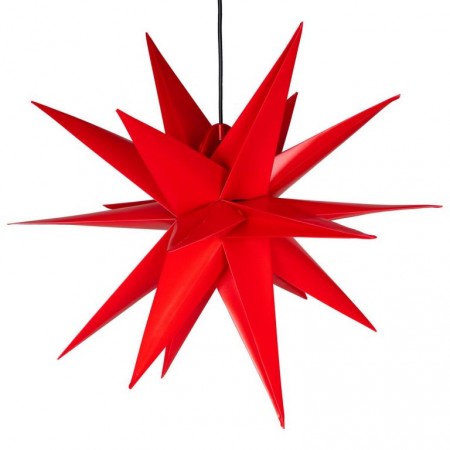Vánoční svítící hvězda k zavěšení do bytu (vnitřní), na baterie, červená, 55 cm