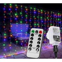 Vánoční světelný závěs venkovní / vnitřní barevný, světelné efekty, 600 LED, 6x3 m
