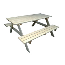 Piknikový set zahradního nábytku dřevěný, lavice + stůl, nelakováno, 160 cm