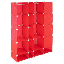 Skládací modulová skříňka / regál do interiéru, variabilní, velká, červená
