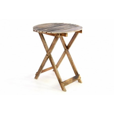 Dekorativní kulatý dřevěný stolek, rustikální opálený vzhled, průměr 50 cm