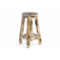 Dřevěná vyšší kulatá stolička- opálený vzhled, výška 50 cm