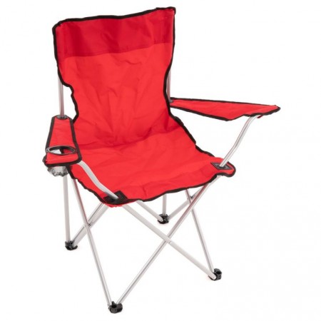 Přenosná kempinková outdoorová židle s ocelovým rámem, do 120 kg, červená