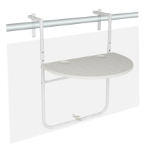 Menší stolek na zábradlí, na terasu / balkon, sklopný, bílý, 59,5x40 cm