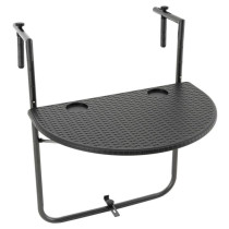 Menší stolek na zábradlí, na terasu / balkon, sklopný, černý, 59,5x40 cm