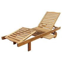 Luxusní dřevěné lehátko zahradní, stolek, nastavitelná opěrka zad a nohou, akácie