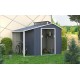 Plechový zahradní domek pozinkovaný šedý,  s bočním přístřeškem, 292x129x229 cm