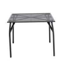 Drátěný kovový stůl na zahradu / terasu, čtvercový, černý, 90x90 cm