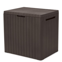 Menší venkovní úložný box plastový, hnědý, 113 L, 55x58x44 cm