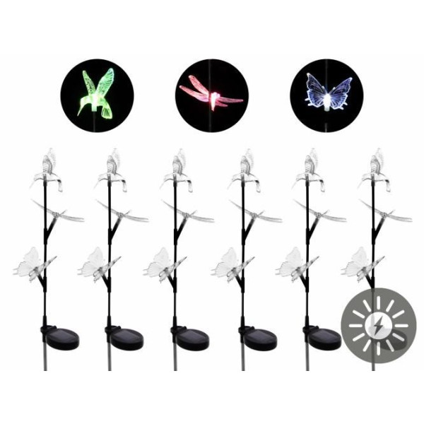6x dekorativní solární dekorace k zapíchnutí barevné, 88 cm