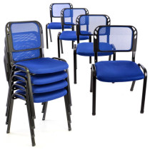 8 ks konferenční stohovatelná židle s textilním polstrovaným sedákem, modrá