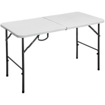 Pevný skládací stůl cateringový venkovní + vnitřní, ocel + plast HDPE, bílý, 120 cm