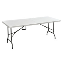 Pevný skládací stůl cateringový venkovní + vnitřní, ocel + plast HDPE, bílý, 180 cm