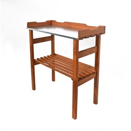 Dřevěný stolek s kovovou deskou pro výsadbu rostlin, výška 82 cm