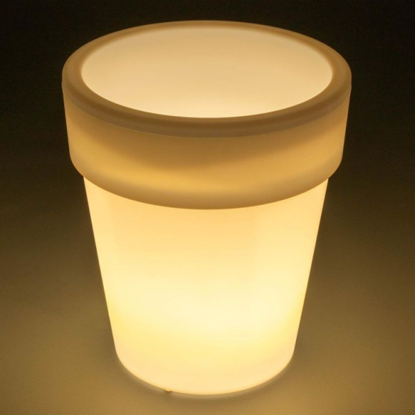 Solární dekorativní osvětlení- květináč bílý, teple bílé světlo, 19x17 cm