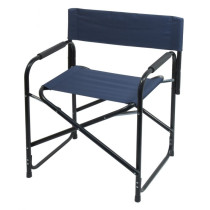 Bytelná kempingová skládací židle kov + textilie, do 120 kg, černá / modrá