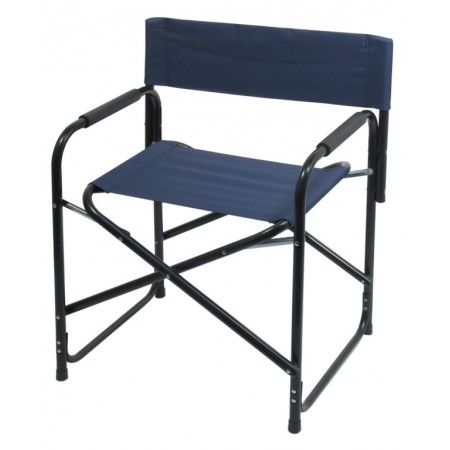 Bytelná kempingová skládací židle kov + textilie, do 120 kg, černá / modrá