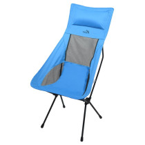Skládací venkovní židlička s polštářkem a prodyšnými částmi, světle modrá, do 110 kg