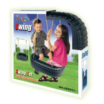 Závěsná venkovní houpačka pro děti- hranatá pneumatika černá, 58x58 cm