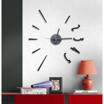 Designové samolepící hodiny na stěnu Fashion, černé, průměr 60 cm