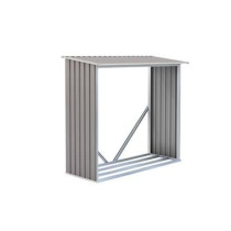 Kovový přístřešek na dřevo k plotu / ke stěně, šedý, 182x160x75 cm