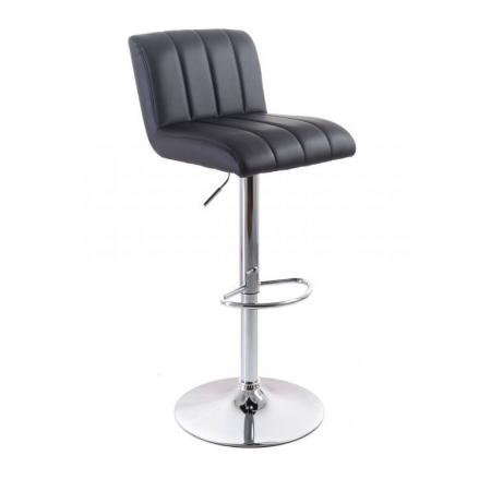 Otočná barová židle výškově nastavitelná, polstrované sedátko, černá / chrom