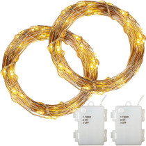 2x světelný vánoční drát s mini LED diodami, teple bílý, časovač, na baterie, 10 m